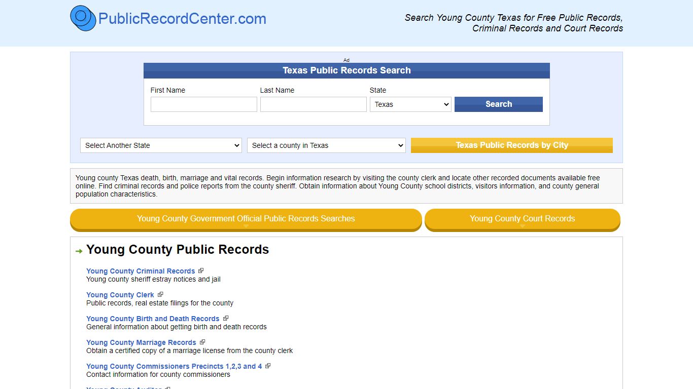 Young County Texas Free Public Records - Court Records - Criminal Records